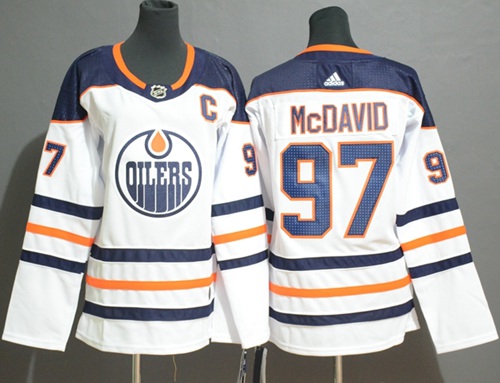 Adidas Oilers #97 Connor McDavid White Road Authentic Women's Stitched NHL Jersey