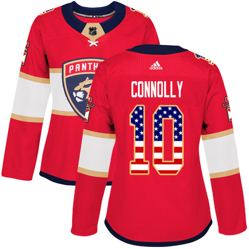 Adidas Panthers #10 Brett Connolly Red Home Authentic USA Flag Women's Stitched NHL Jersey