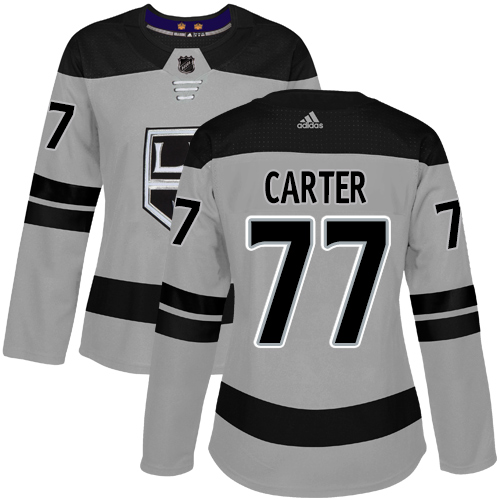 Adidas Kings #77 Jeff Carter Gray Alternate Authentic Women's Stitched NHL Jersey