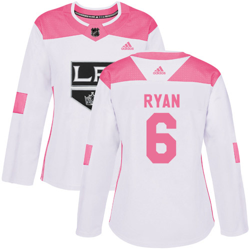 Adidas Kings #6 Joakim Ryan White/Pink Authentic Fashion Women's Stitched NHL Jersey