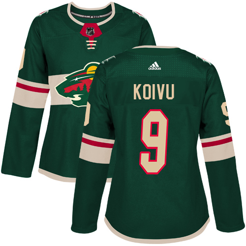 Adidas Wild #9 Mikko Koivu Green Home Authentic Women's Stitched NHL Jersey