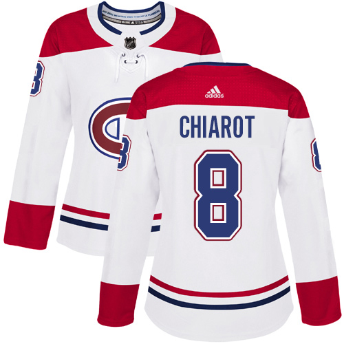 Adidas Canadiens #8 Ben Chiarot White Road Authentic Women's Stitched NHL Jersey