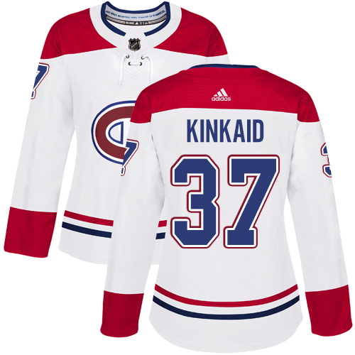 Adidas Canadiens #37 Keith Kinkaid White Road Authentic Women's Stitched NHL Jersey