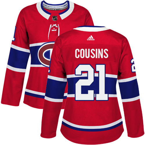 Adidas Canadiens #21 Nick Cousins Red Home Authentic Women's Stitched NHL Jersey