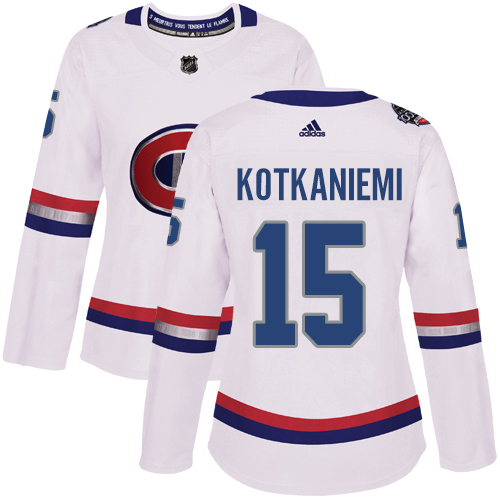 Adidas Canadiens #15 Jesperi Kotkaniemi White Authentic 2017 100 Classic Women's Stitched NHL Jersey