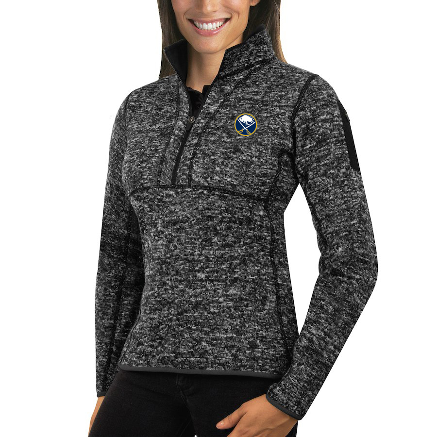 Buffalo Sabres Antigua Women's Fortune 1/2-Zip Pullover Sweater Charcoal