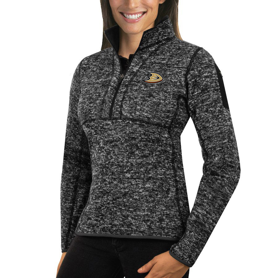 Anaheim Ducks Antigua Women's Fortune 1/2-Zip Pullover Sweater Charcoal
