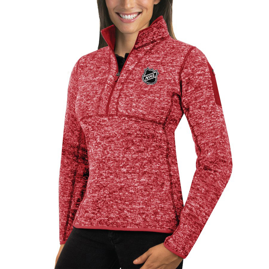 NHL Antigua Women's Fortune 1/2-Zip Pullover Sweater Red