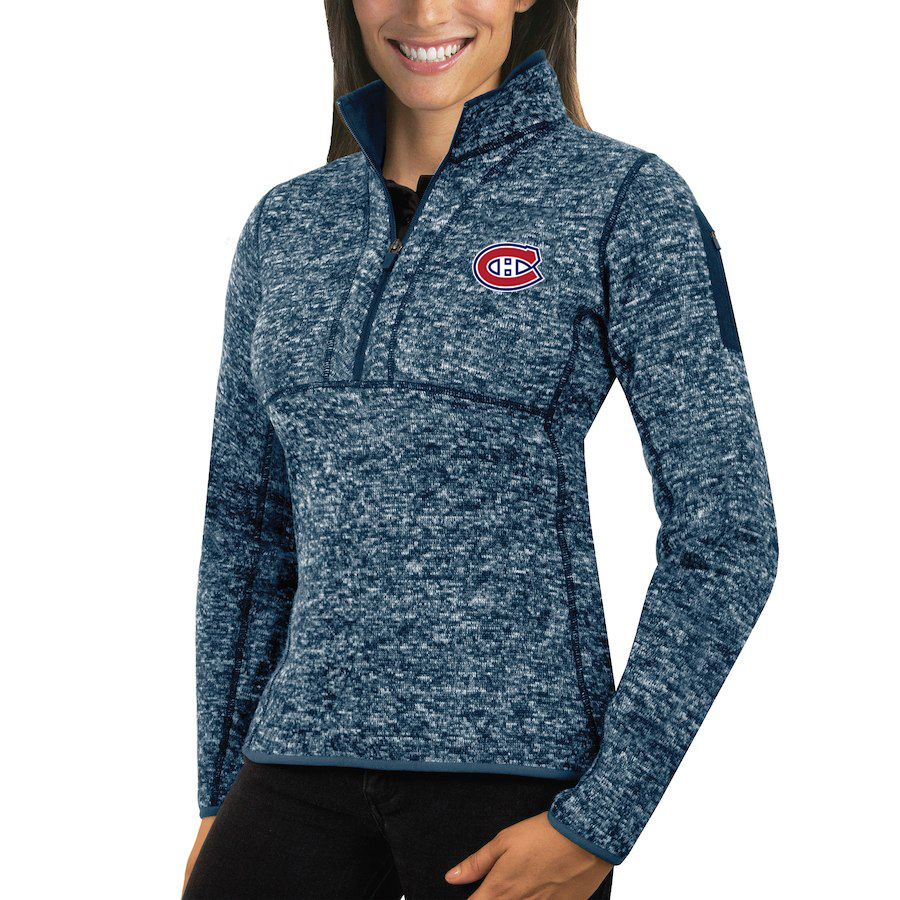 Montreal Canadiens Antigua Women's Fortune 1/2-Zip Pullover Sweater Royal