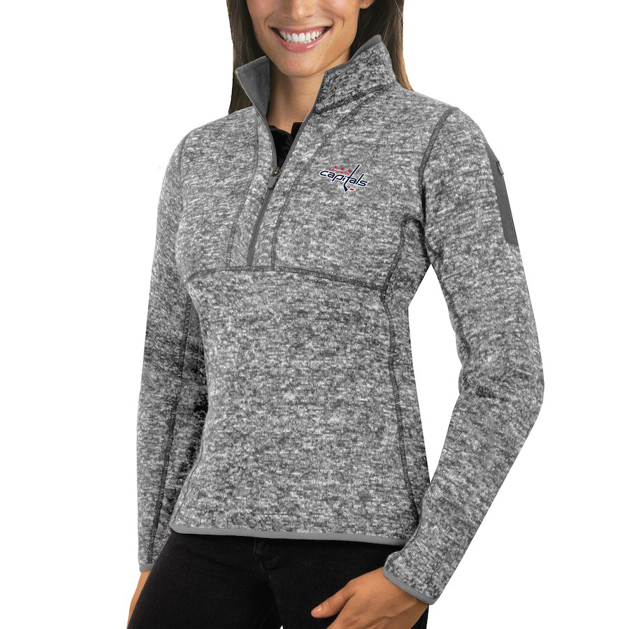 Washington Capitals Antigua Women's Fortune 1/2-Zip Pullover Sweater Black