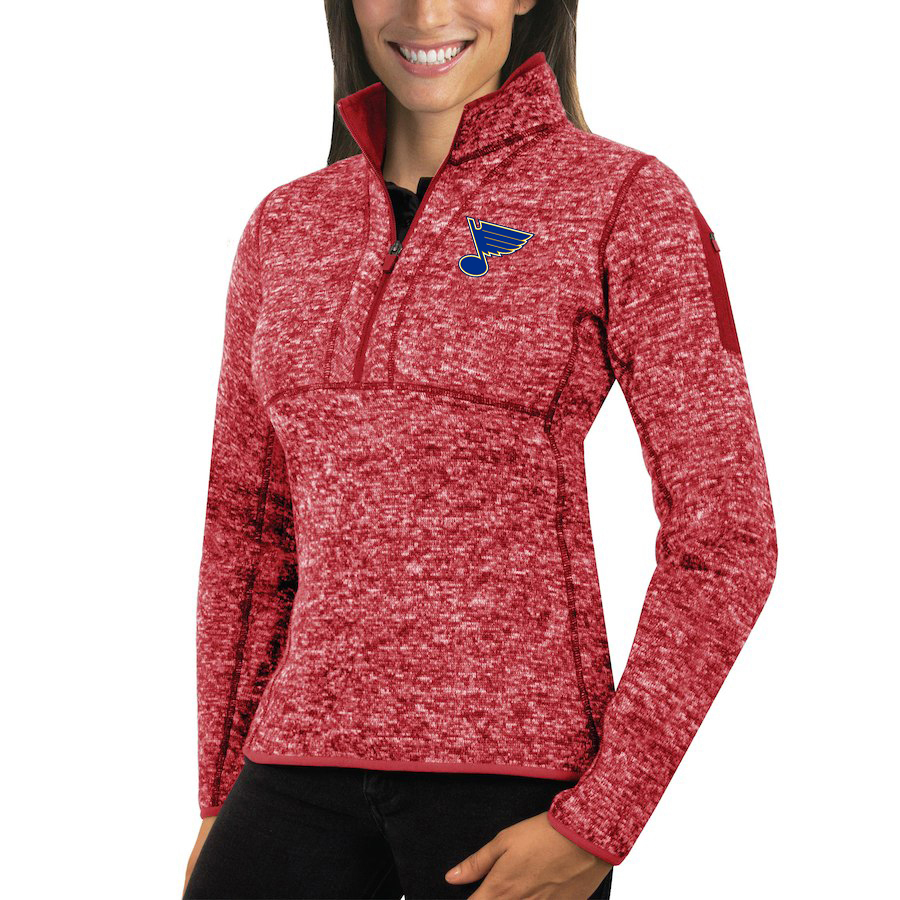 St. Louis Blues Antigua Women's Fortune 1/2-Zip Pullover Sweater Red
