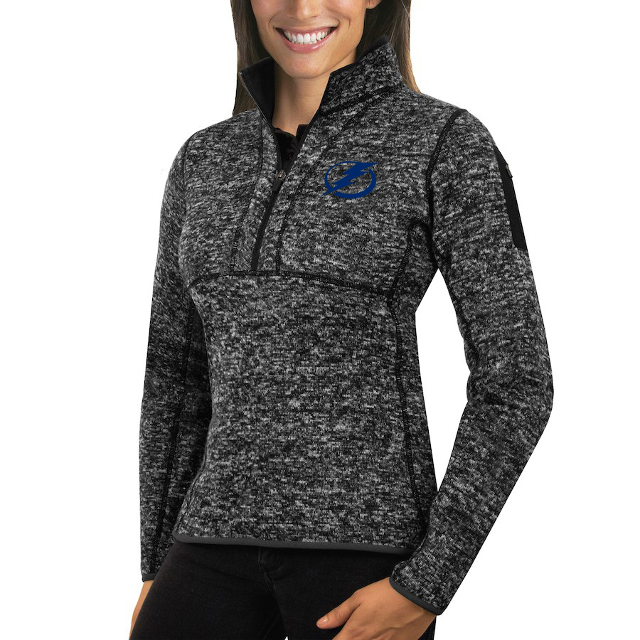 Tampa Bay Lightning Antigua Women's Fortune 1/2-Zip Pullover Sweater Charcoal