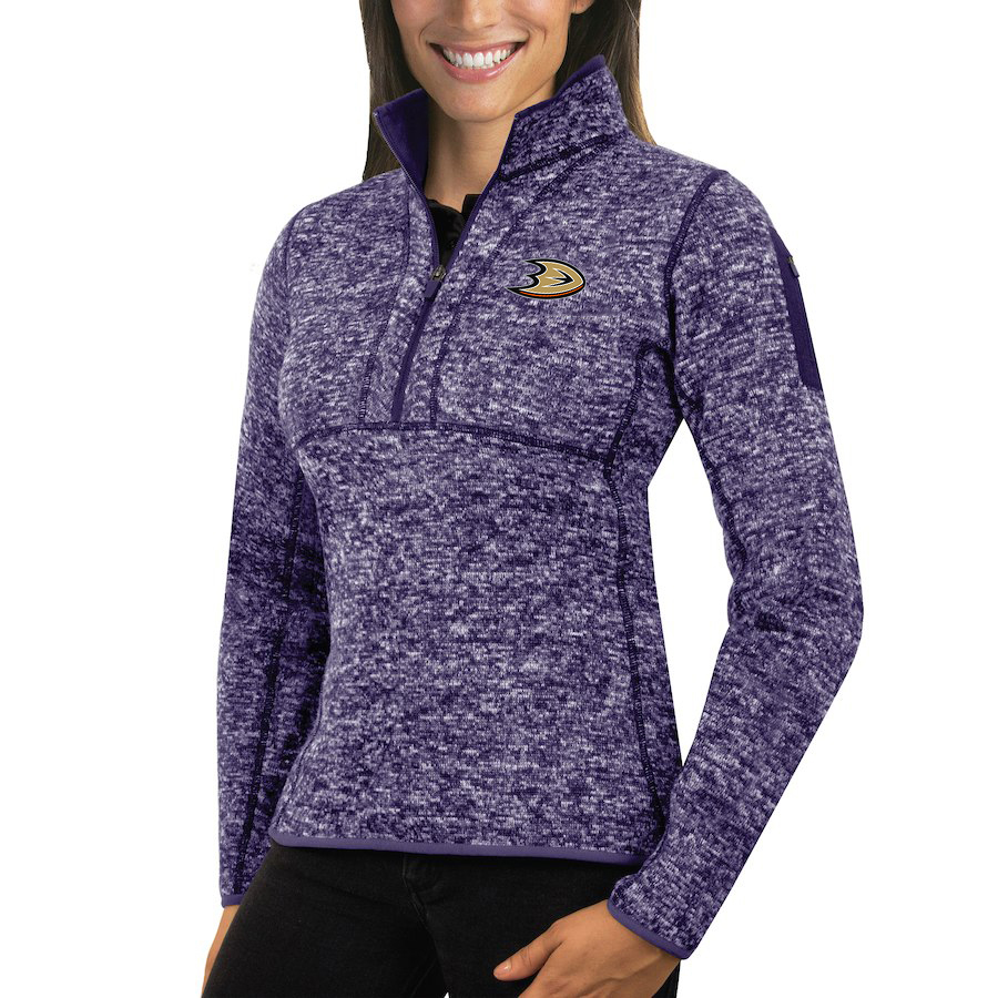 Anaheim Ducks Antigua Women's Fortune 1/2-Zip Pullover Sweater Purple