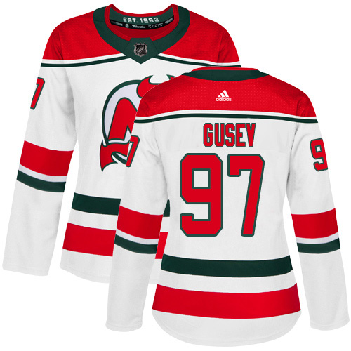 Adidas Devils #97 Nikita Gusev White Alternate Authentic Women's Stitched NHL Jersey