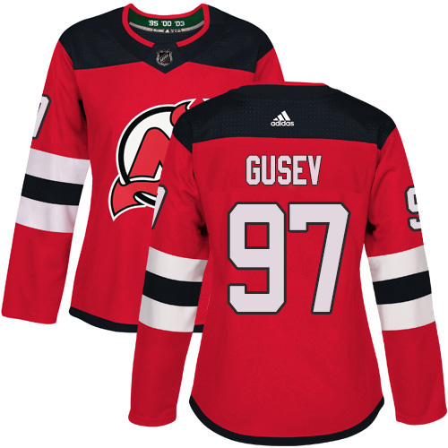 Adidas Devils #97 Nikita Gusev Red Home Authentic Women's Stitched NHL Jersey