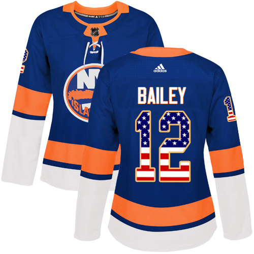 Adidas Islanders #12 Josh Bailey Royal Blue Home Authentic USA Flag Women's Stitched NHL Jersey