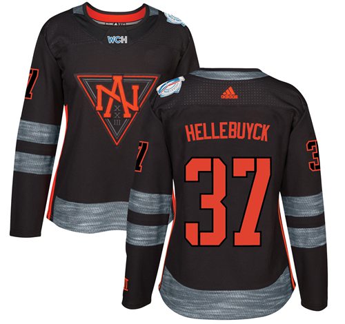Team North America #37 Connor Hellebuyck Black 2016 World Cup Women's Stitched NHL Jersey