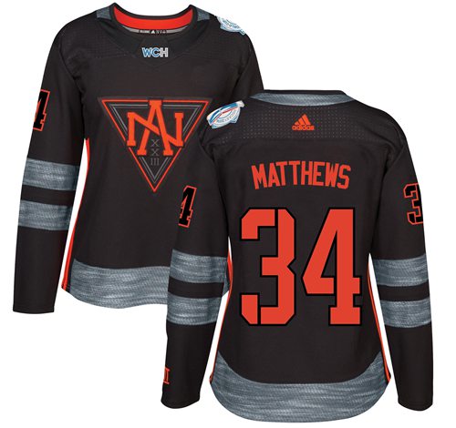 Team North America #34 Auston Matthews Black 2016 World Cup Women's Stitched NHL Jersey
