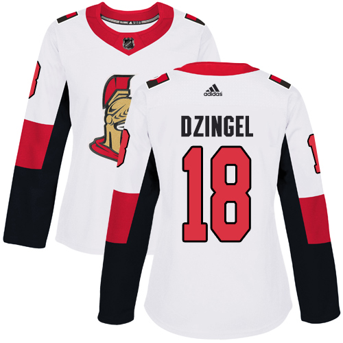 Adidas Senators #18 Ryan Dzingel White Road Authentic Women's Stitched NHL Jersey