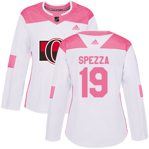 Adidas Senators #19 Jason Spezza White/Pink Authentic Fashion Women's Stitched NHL Jersey