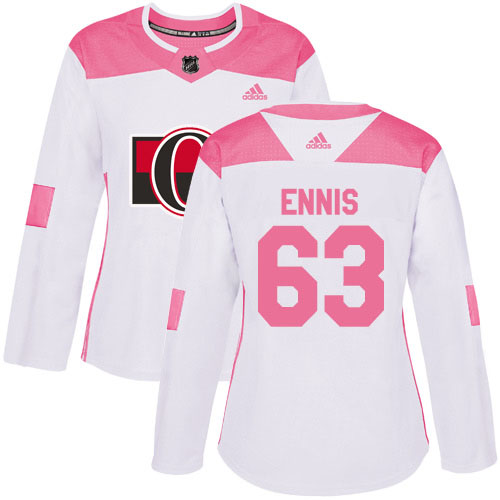 Adidas Senators #63 Tyler Ennis White/Pink Authentic Fashion Women's Stitched NHL Jersey