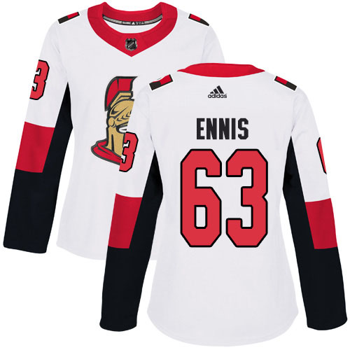 Adidas Senators #63 Tyler Ennis White Road Authentic Women's Stitched NHL Jersey