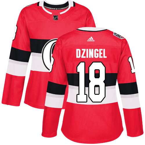 Adidas Senators #18 Ryan Dzingel Red Authentic 2017 100 Classic Women's Stitched NHL Jersey