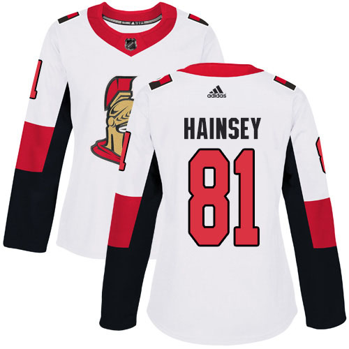 Adidas Senators #81 Ron Hainsey White Road Authentic Women's Stitched NHL Jersey