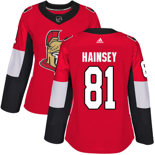 Adidas Senators #81 Ron Hainsey Red Home Authentic Women's Stitched NHL Jersey