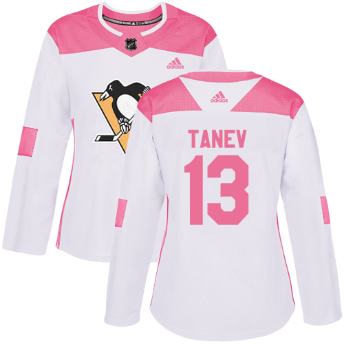 Adidas Penguins #13 Brandon Tanev White/Pink Authentic Fashion Women's Stitched NHL Jersey
