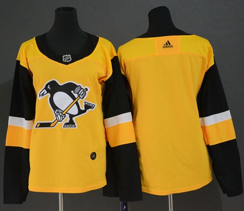 Adidas Penguins Blank Gold Alternate Authentic Women's Stitched NHL Jersey