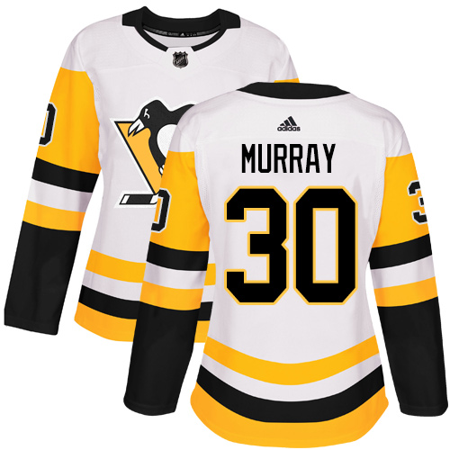 Adidas Penguins #30 Matt Murray White Road Authentic Women's Stitched NHL Jersey