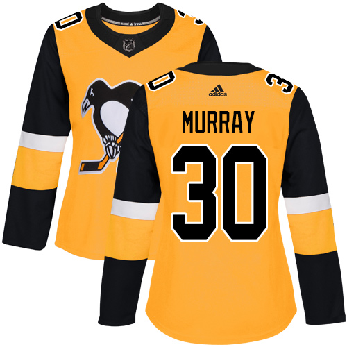 Adidas Penguins #30 Matt Murray Gold Alternate Authentic Women's Stitched NHL Jersey