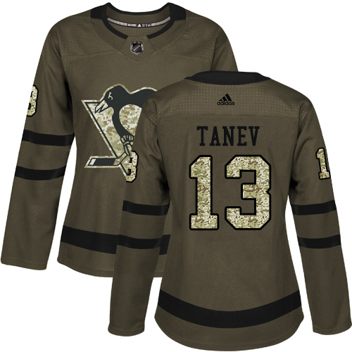 Adidas Penguins #13 Brandon Tanev Green Salute to Service Women's Stitched NHL Jersey