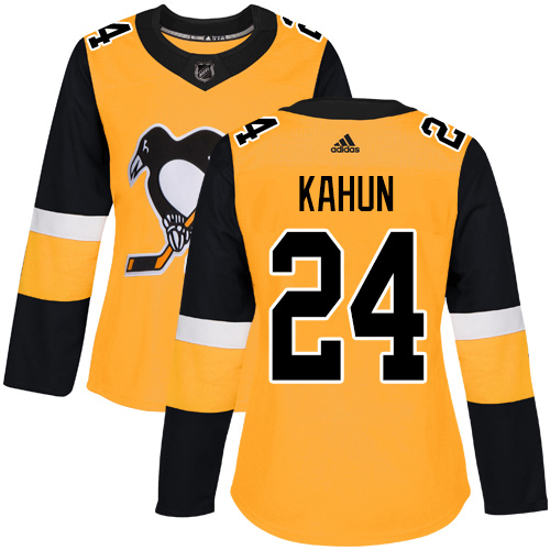 Adidas Penguins #24 Dominik Kahun Gold Alternate Authentic Women's Stitched NHL Jersey