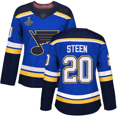 Adidas Blues #20 Alexander Steen Blue Home Authentic Stanley Cup Champions Women's Stitched NHL Jersey