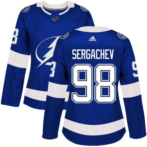 Adidas Lightning #98 Mikhail Sergachev Blue Home Authentic Women's Stitched NHL Jersey