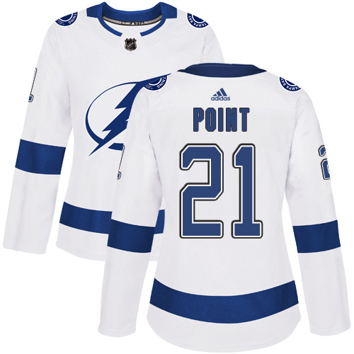 Adidas Lightning #21 Brayden Point White Road Authentic Women's Stitched NHL Jersey