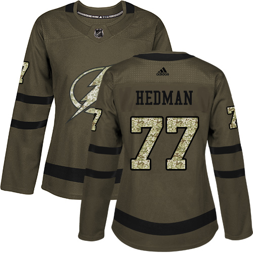 Adidas Lightning #77 Victor Hedman Green Salute to Service Women's Stitched NHL Jersey