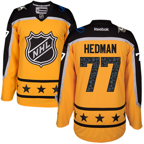 Lightning #77 Victor Hedman Yellow 2017 All-Star Atlantic Division Women's Stitched NHL Jersey