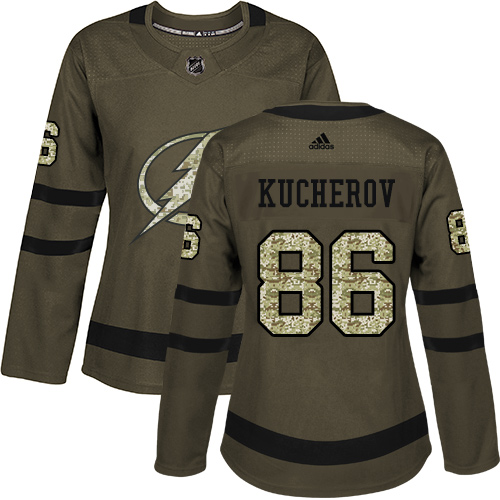 Adidas Lightning #86 Nikita Kucherov Green Salute to Service Women's Stitched NHL Jersey