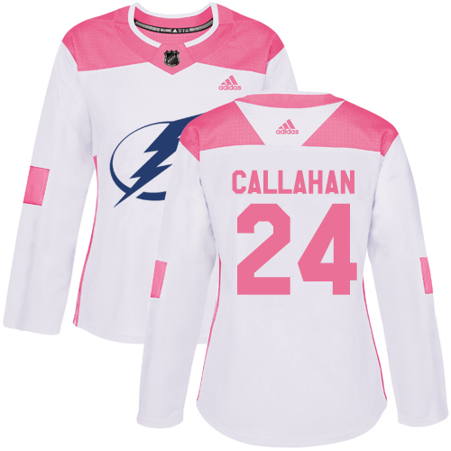 Adidas Lightning #24 Ryan Callahan White/Pink Authentic Fashion Women's Stitched NHL Jersey