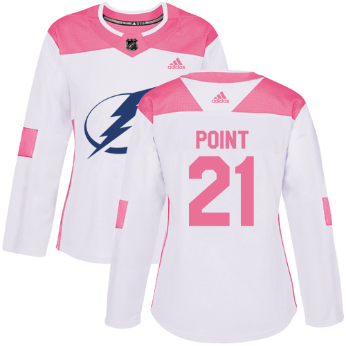 Adidas Lightning #21 Brayden Point White/Pink Authentic Fashion Women's Stitched NHL Jersey