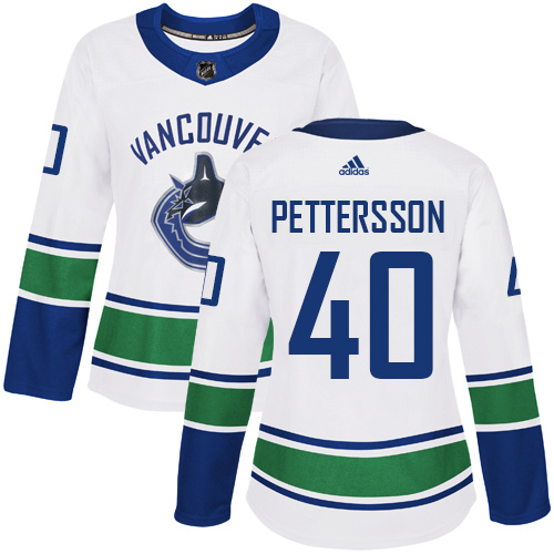 Adidas Canucks #40 Elias Pettersson White Road Authentic Women's Stitched NHL Jersey