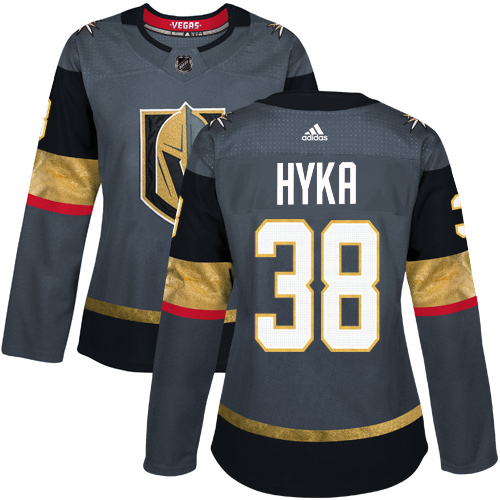 Adidas Golden Knights #38 Tomas Hyka Grey Home Authentic Women's Stitched NHL Jersey