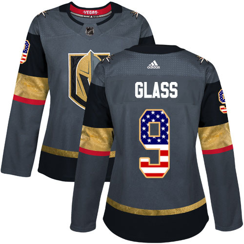 Adidas Golden Knights #9 Cody Glass Grey Home Authentic USA Flag Women's Stitched NHL Jersey