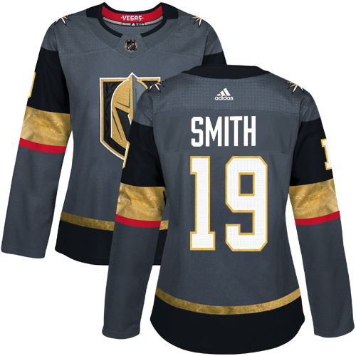 Adidas Golden Knights #19 Reilly Smith Grey Home Authentic Women's Stitched NHL Jersey