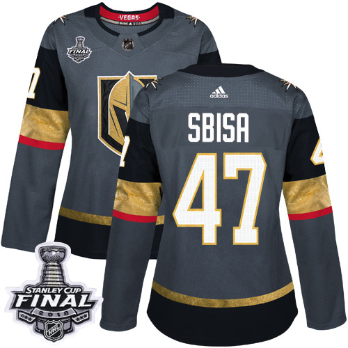 Adidas Golden Knights #47 Luca Sbisa Grey Home Authentic 2018 Stanley Cup Final Women's Stitched NHL Jersey
