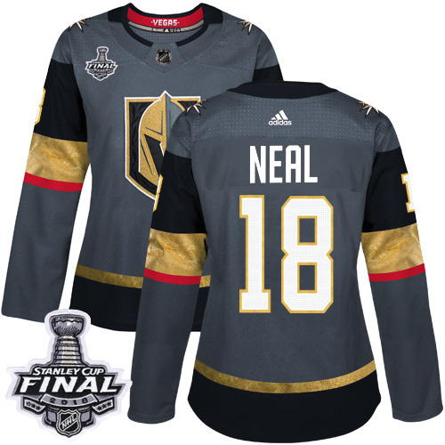Adidas Golden Knights #18 James Neal Grey Home Authentic 2018 Stanley Cup Final Women's Stitched NHL Jersey