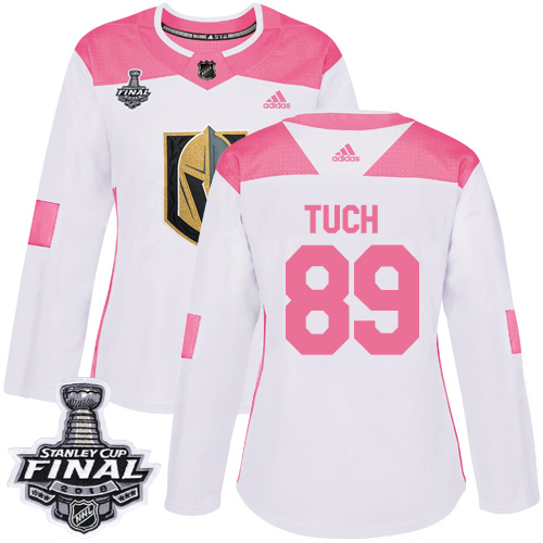 Adidas Golden Knights #89 Alex Tuch White/Pink Authentic Fashion 2018 Stanley Cup Final Women's Stitched NHL Jersey